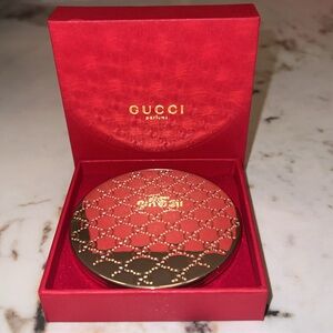 NIB GUCCI Parfums Guccisima Gold GG embossed double mirror